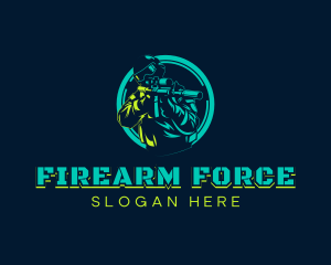 Soldier Shooting Rifle logo design