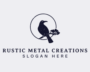 Rustic Crow Bird logo design