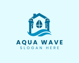 Home Plumbing Water Wave logo design