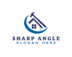 House Angle Ruler Hammer logo design