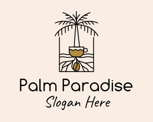 Monoline Coffee Palm Tree logo