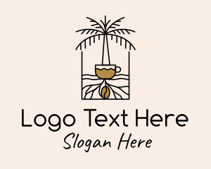Monoline Coffee Palm Tree logo