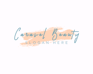 Feminine Beauty Brush Wordmark logo design