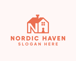 Orange House Letter N logo design