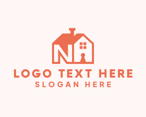 Letter - Orange House Letter N logo design