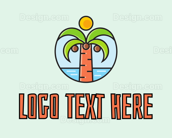 Beach Coconut Tree Logo