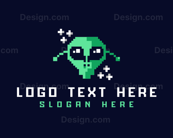 Pixelated Gaming Alien Logo