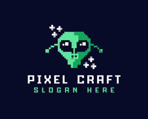 Pixelated Gaming Alien logo design