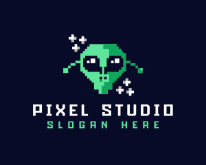 Pixelated Gaming Alien logo design