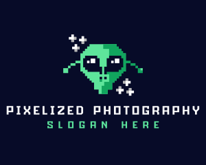 Pixelated Gaming Alien logo design