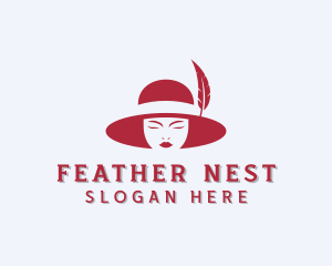 Feather Woman Hat  logo design