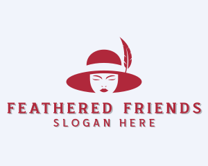 Feather Woman Hat  logo design