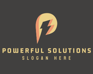 Energy Lightning Letter P logo design