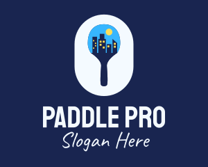 City Night Table Tennis Paddle logo design