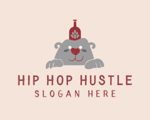 Red Hop Bottle Bear logo design