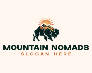 Bison Mountain Sun logo design