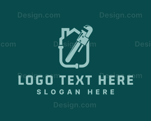 House Plumbing Pipe Wrench Logo