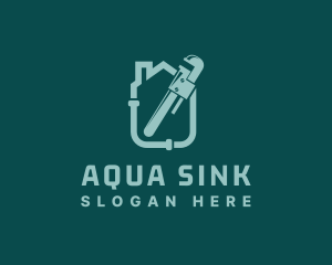 House Plumbing Pipe Wrench logo design