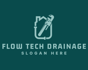 House Plumbing Pipe Wrench logo design