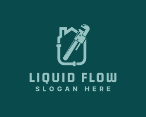 House Plumbing Pipe Wrench logo design