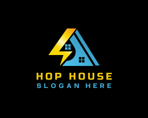 House Roof Lightning Bolt logo design