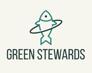 Green Fish Orbit logo design