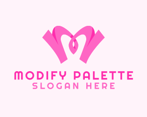 Pink Fashion Heart Letter M logo design