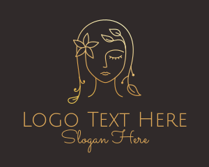 Gold Flower Lady Beauty logo design