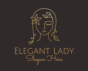 Gold Flower Lady Beauty logo