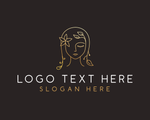 Gold Flower Lady Beauty logo