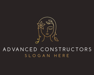 Gold Flower Lady Beauty logo design