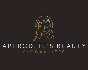 Gold Flower Lady Beauty logo design