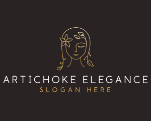 Gold Flower Lady Beauty logo design