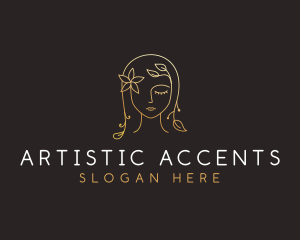 Gold Flower Lady Beauty logo design