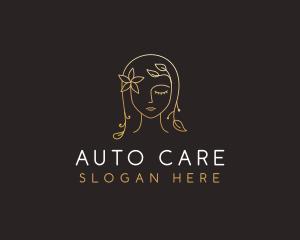 Gold Flower Lady Beauty logo design