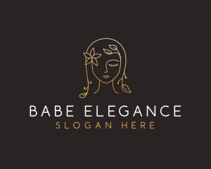 Gold Flower Lady Beauty logo design