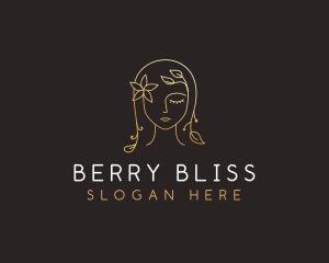 Gold Flower Lady Beauty logo design