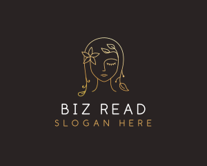 Gold Flower Lady Beauty logo design