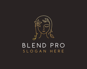 Gold Flower Lady Beauty logo design