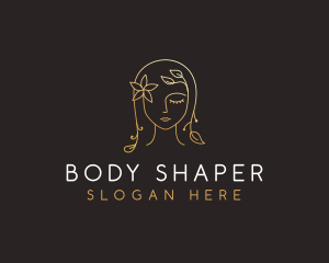 Gold Flower Lady Beauty logo design