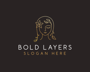 Gold Flower Lady Beauty logo design