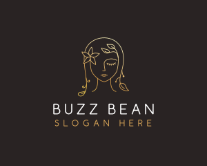 Gold Flower Lady Beauty logo design