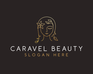 Gold Flower Lady Beauty logo design