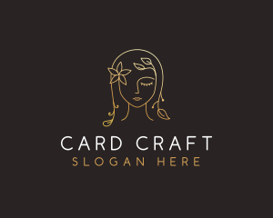 Gold Flower Lady Beauty logo design