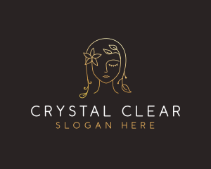 Gold Flower Lady Beauty logo design