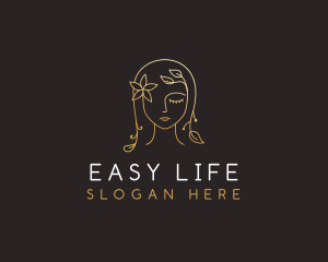 Gold Flower Lady Beauty logo design