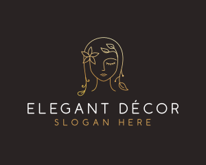 Gold Flower Lady Beauty logo design