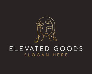 Gold Flower Lady Beauty logo design