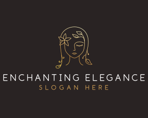 Gold Flower Lady Beauty logo design