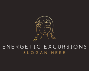 Gold Flower Lady Beauty logo design